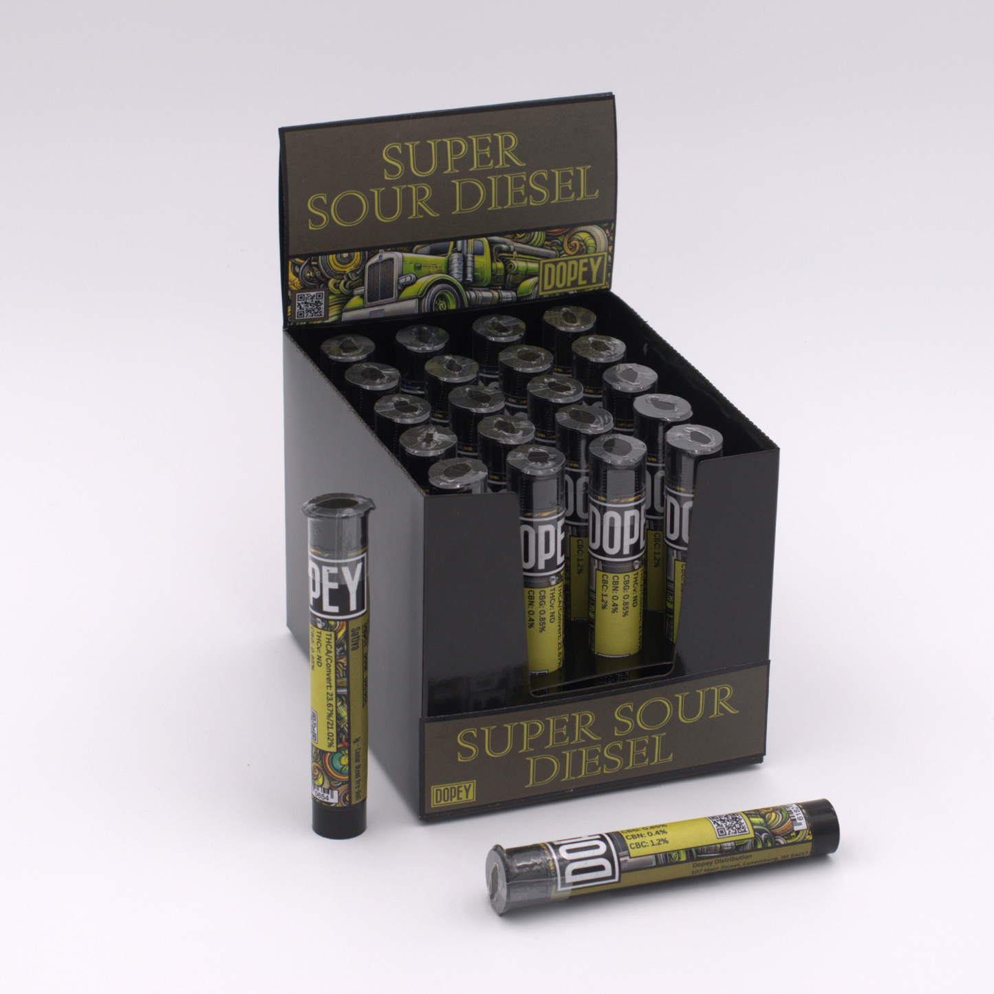 Dopey | 20-Pack | 1g | Caviar Blend Pre-Rolls | Super Sour Diesel | Sativa