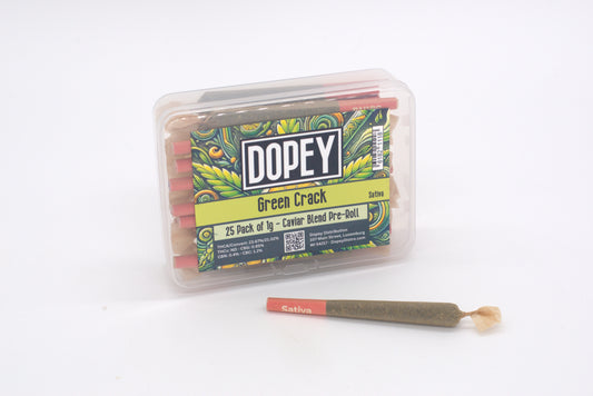 Dopey | 25-Pack | 1g | Caviar Blend Pre-Rolls | Green Crack | Sativa