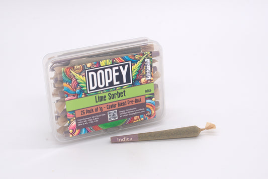 Dopey | 25-Pack | 1g | Caviar Blend Pre-Rolls | Lime Sorbet | Indica