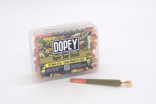 Dopey | 25-Pack | 1g | Caviar Blend Pre-Rolls | Super Sour Diesel | Sativa